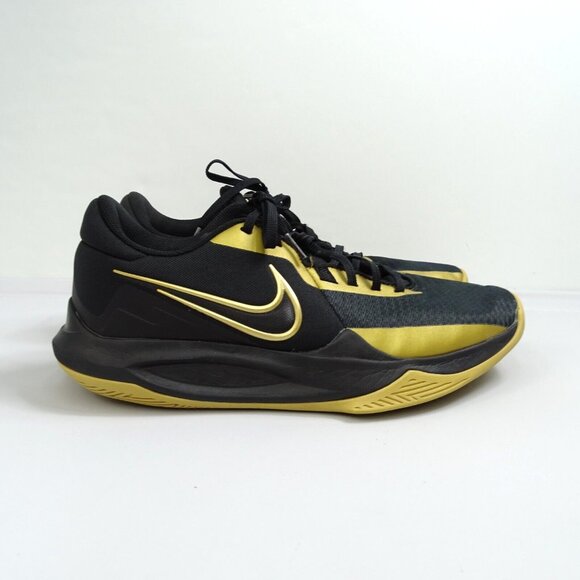 NIKE PRECISION VI 6 BLACK-METALLIC GOLD BASKETBALL SZ 12.5 US [DD9535-005] - Picture 2 of 10